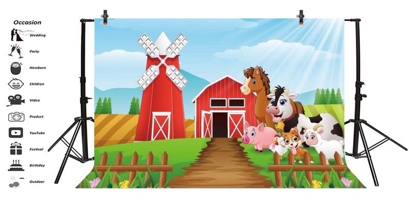 Yeele 10x8ft Cartoon Farm Pasture Background for Photography Countryside Shed Barn Scenery Livestock Animals Backdrop Rustic Baby Boy Kids Adult Children Portrait Shoots Photo Booth Props - Image 2